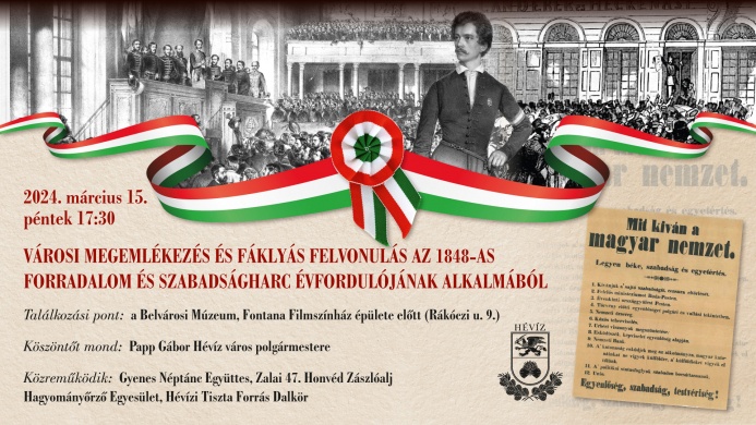 Március 15 Hévíz 2023. Városi megemlékezés az 1848/49-es forradalom és szabadságharc tiszteletére