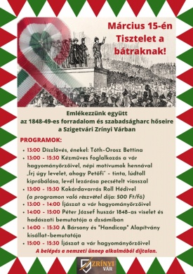 Szigetvár március 15.  Megemlékezés és ünnepi programok a Szigetvári Zrínyi Várban 2023