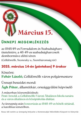 2025. március 15. Celldömölk. Városi ünnepség és koszorúzás
