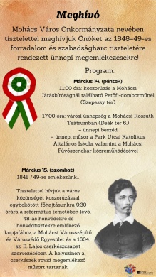 2025. Március 15. Mohács. Ünnepi megemlékezés az 1848–49-es forradalom és szabadságharc tiszteletére