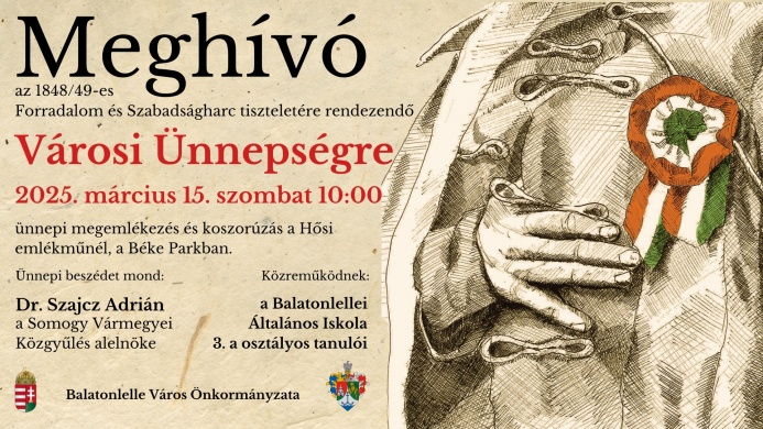 2025. március 15. Balatonlelle. Ünnepi megemlékezés és koszorúzás