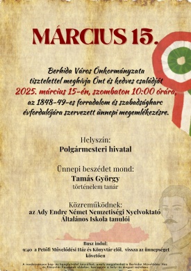 Március 15 Berhida 2023. Ünnepi megemlékezés