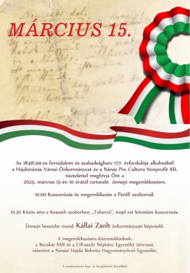 2025. március 15. Hajdúnánás. Ünnepi megemlékezés