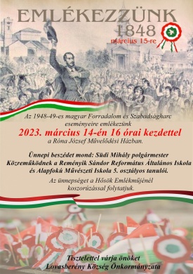 Március 15 Lovasberény 2023. Ünnepi megemlékezés és koszorúzás