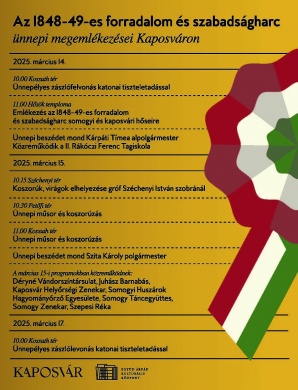 2025. március 15. Kaposvár. Ünnepi programok az 1848-49-es forradalom és szabadságharc évfordulóján