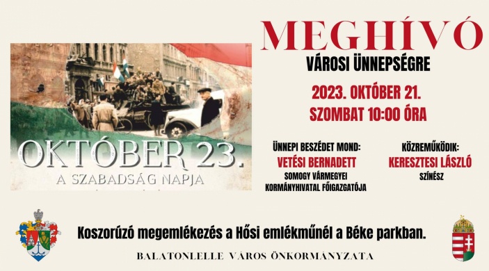 2023. október 23 Balatonlelle. Koszorúzó megemlékezés
