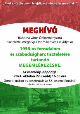 2024. október 23. Bábolna. Megemlékezés az 1956-os forradalom és szabadságharc tiszteletére