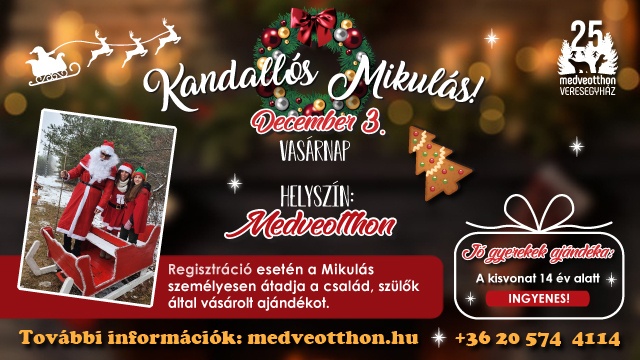 Nem kell Lappföldre utazni - A Veresegyházi Medveotthonba is jön a Mikulás!
