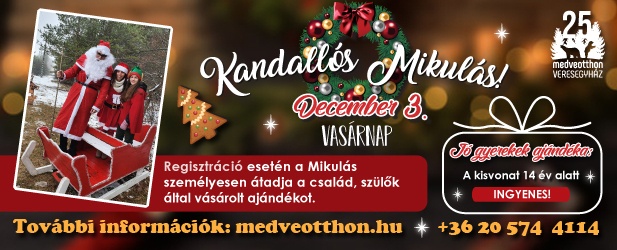 Nem kell Lappföldre utazni - A Veresegyházi Medveotthonba is jön a Mikulás!