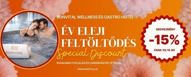 Év eleji feltöltődés 15% kedvezménnyel hévíz felnőttbarát szállodájában 2026. március 15-ig
