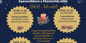 Advent Gyenesdiás 2025. Gyertyagyújtások a Betlehemnél, ünnepi programok