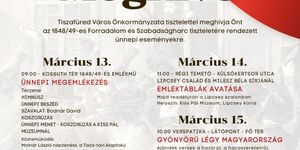 2026. március 15. Tiszafüred, ünnepi programok az 1848/49-es forradalom évfordulóján