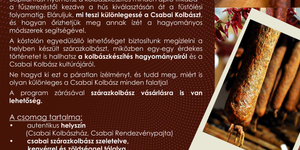 Kolbász kóstoló 2026 Békéscsaba. Szárazkolbász bemutató a Rendezvénypajtában