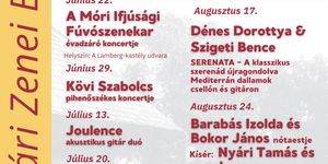 Nyári Zenei Estek Mór 2025. Élvezetes koncertekkel, szóló előadók és együttesek fellépéseivel várjuk a Lamberg-kastély belső udvarán