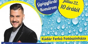 Komáromi fürdőfesztivál 2018. Csobbanó Fesztivál Kökény Attilával a Brigetio Gyógyfürdőben Komáromi fürdőfesztivál 2018. Csobbanó Fesztivál Kökény Attilával a Brigetio Gyógyfürdőben