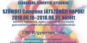Nyári napközi Budapesten, játékos programokkal és gyermekfelügyelettel a Campona Játszóházban Nyári napközi Budapesten, játékos programokkal és gyermekfelügyelettel a Campona Játszóházban
