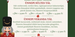 Karácsonyi menü Tata, rendelje meg a karácsonyi ebédet vagy vacsorát a Veranda Bistro & More-ból!