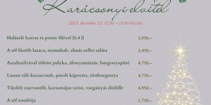 Móri menü karácsonyra, ünnepi menüsor karácsonyi elvitelre az Öreg Prés Étteremből